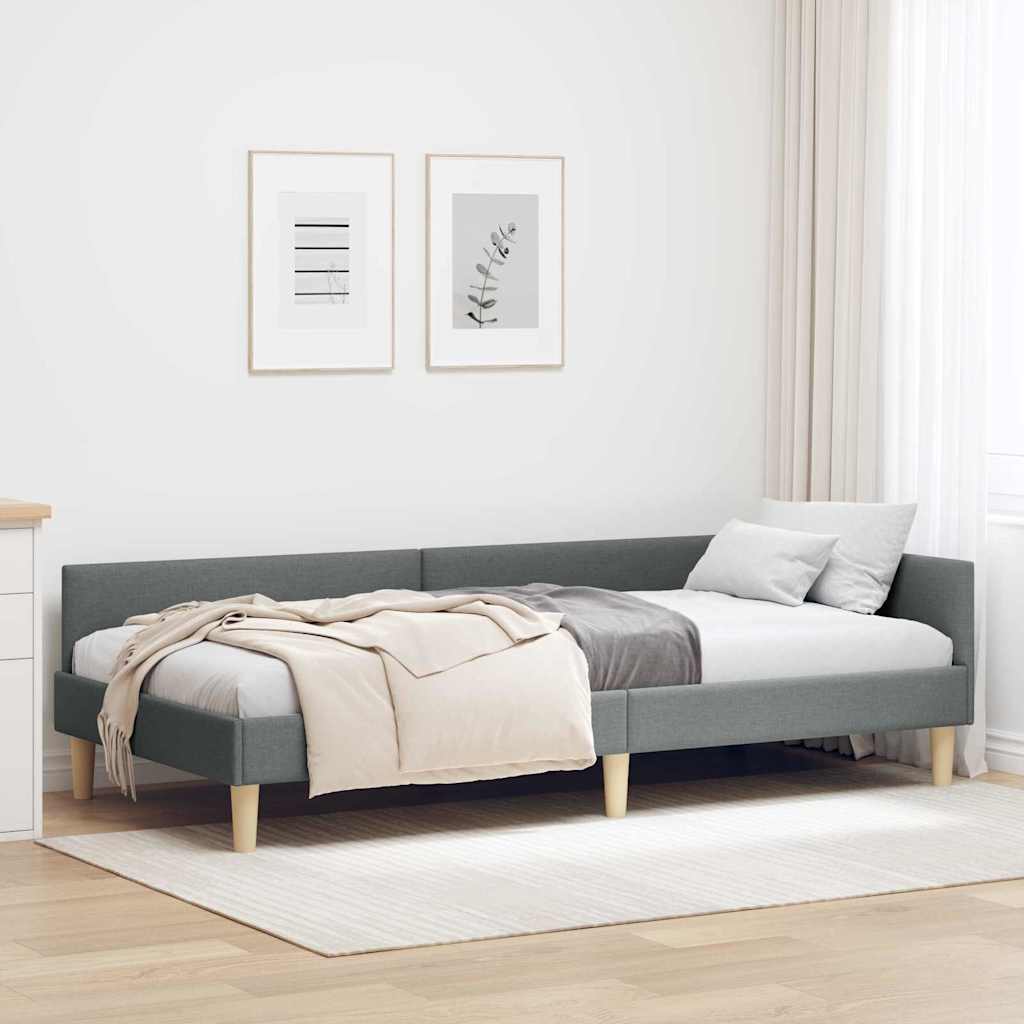 Estrutura de cama de canto azul 100 x 200 cm tecido