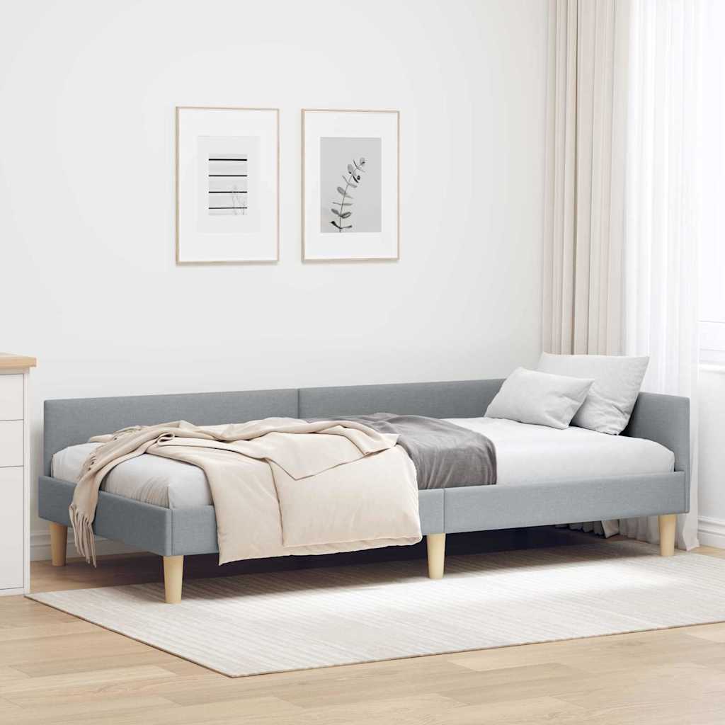 Estrutura de cama de canto azul 100 x 200 cm tecido