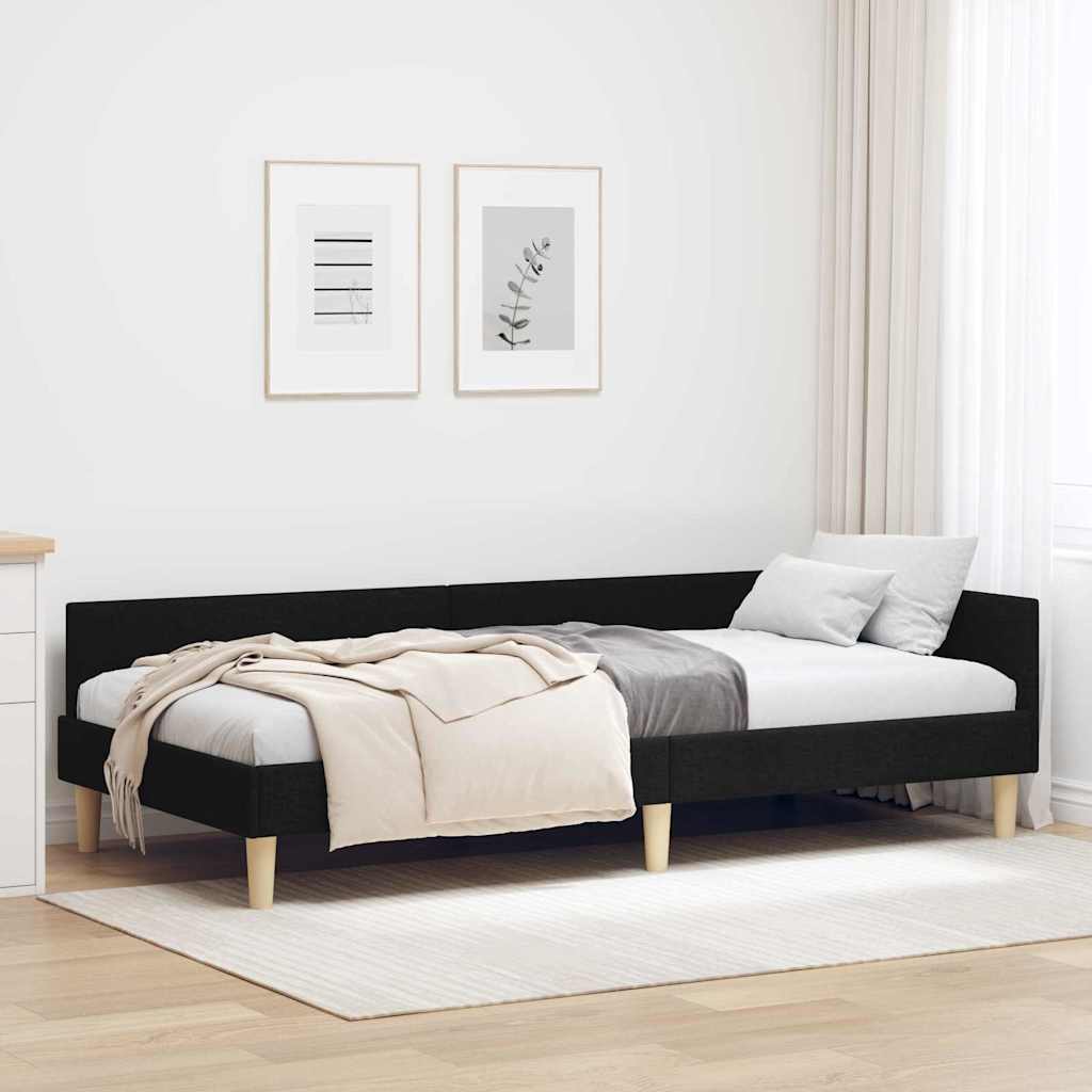Estrutura de cama de canto azul 100 x 200 cm tecido