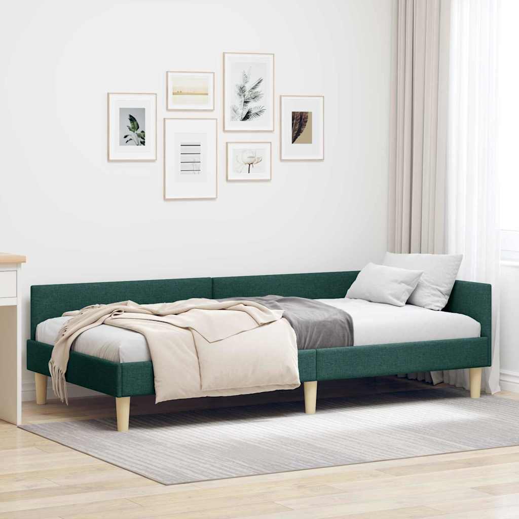 Estrutura de cama de canto azul 100 x 200 cm tecido
