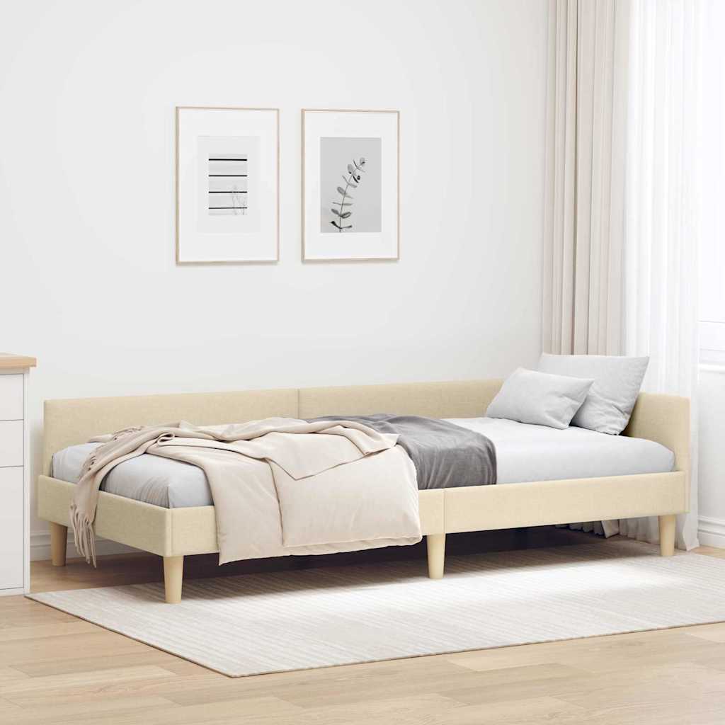 Estrutura de cama de canto azul 100 x 200 cm tecido