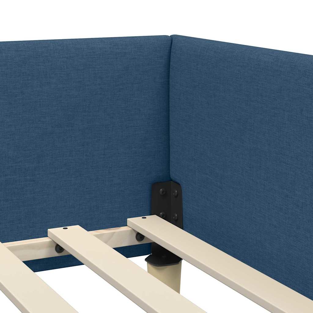 Estructura de cama en esquina Azul 100 x 200 cm tela