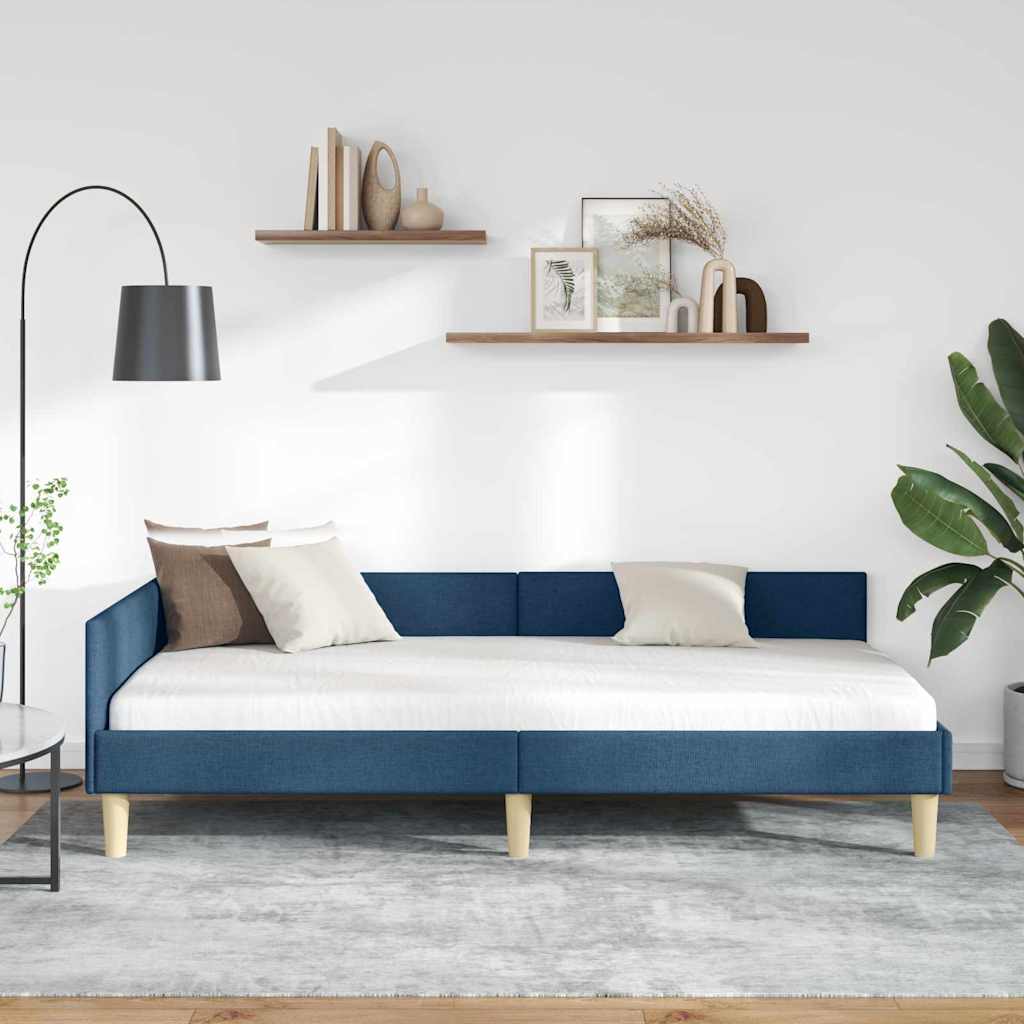 Estructura de cama en esquina Azul 100 x 200 cm tela