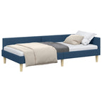 Estructura de cama en esquina Azul 100 x 200 cm tela