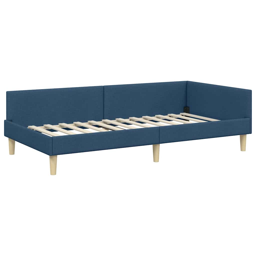 Estructura de cama en esquina Azul 100 x 200 cm tela
