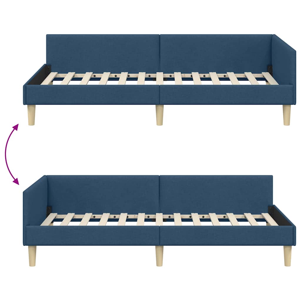 Estructura de cama en esquina Azul 100 x 200 cm tela