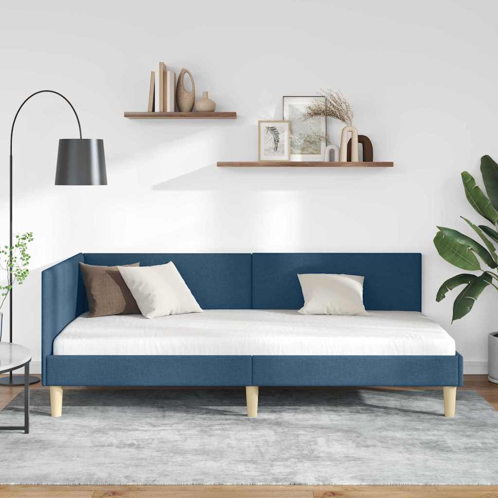 Estructura de cama en esquina con cabecera Azul 100 cm x 200 cm