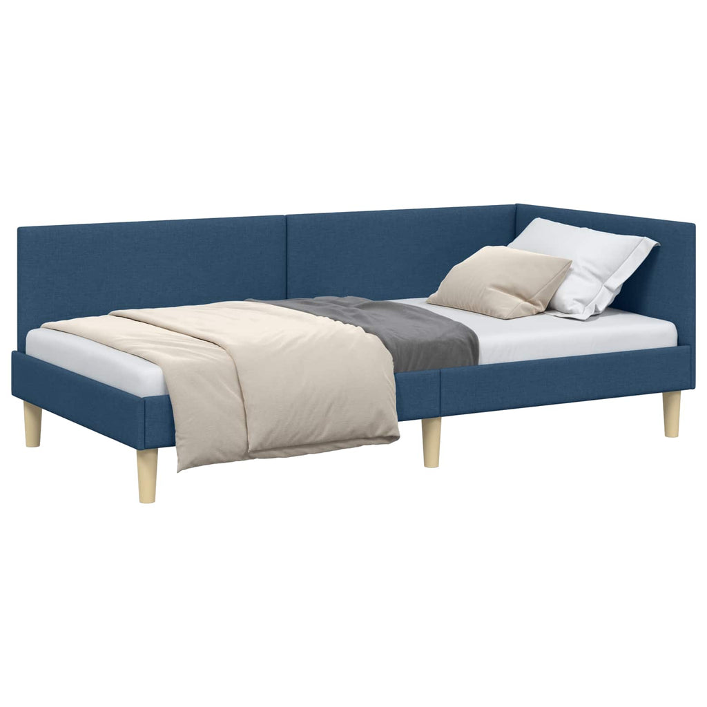 Estructura de cama en esquina con cabecera Azul 100 cm x 200 cm