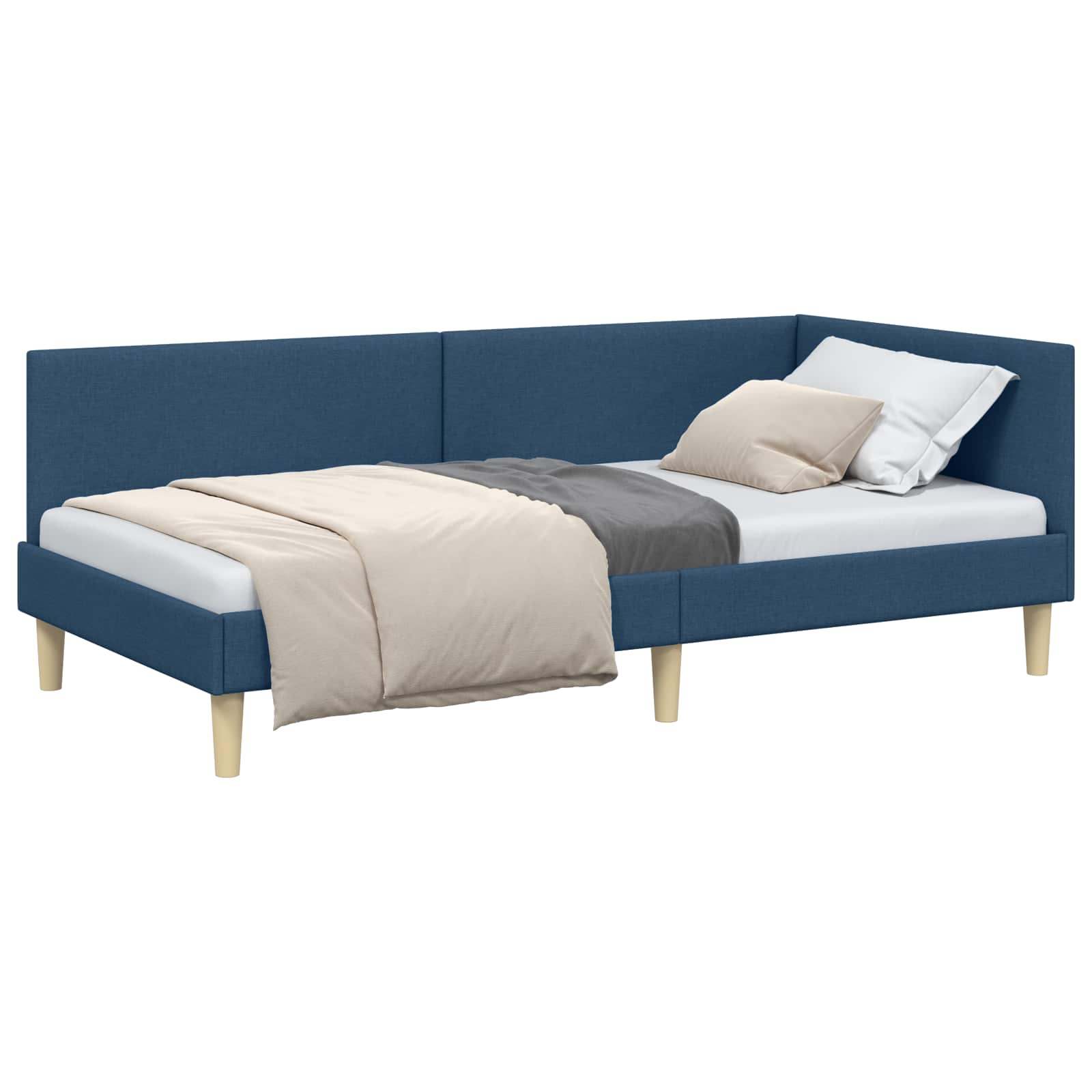 Estructura de cama en esquina con cabecera Azul 100 cm x 200 cm