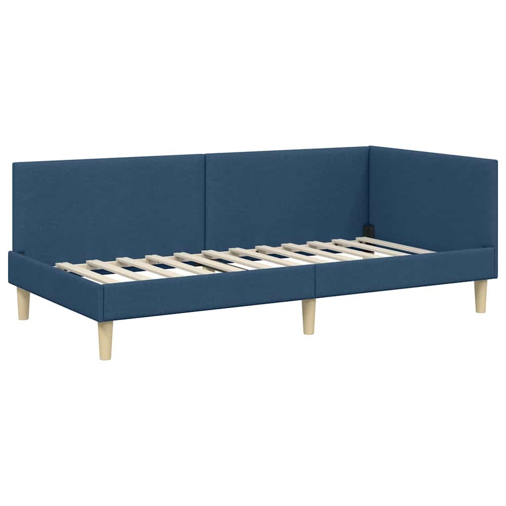 Estructura de cama en esquina con cabecera Azul 100 cm x 200 cm