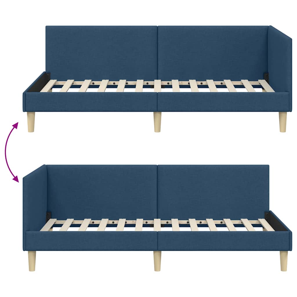 Estructura de cama en esquina con cabecera Azul 100 cm x 200 cm