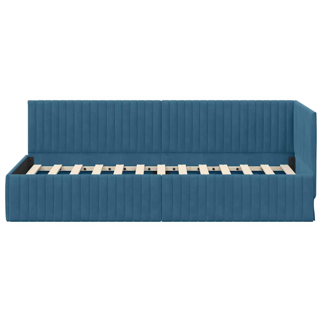 Estructura de cama en esquina Azul 80 cm x 200 cm Terciopelo