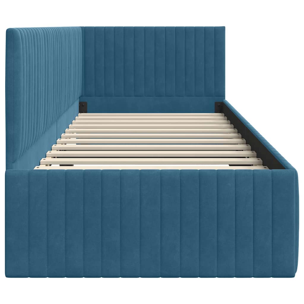 Estructura de cama en esquina Azul 80 cm x 200 cm Terciopelo