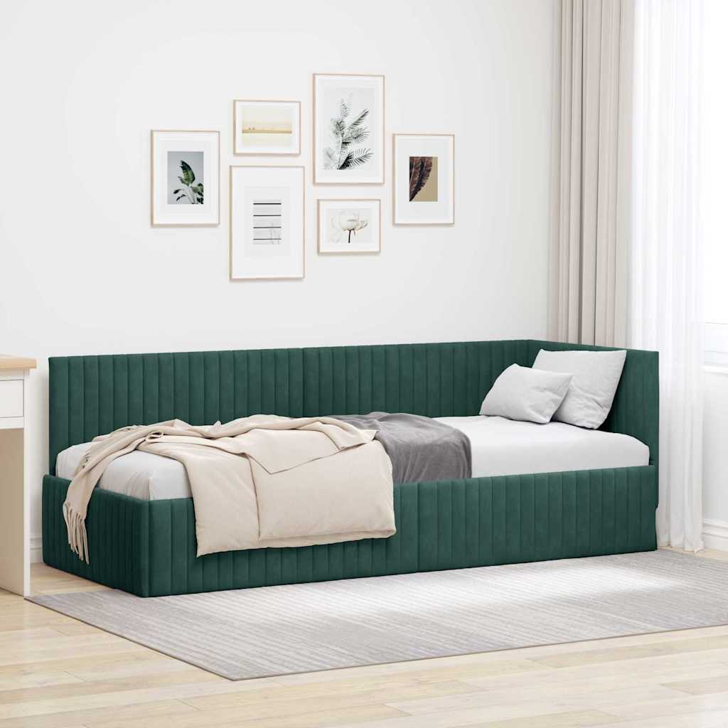 Estructura de cama en esquina Verde oscuro 80 cm x 200 cm