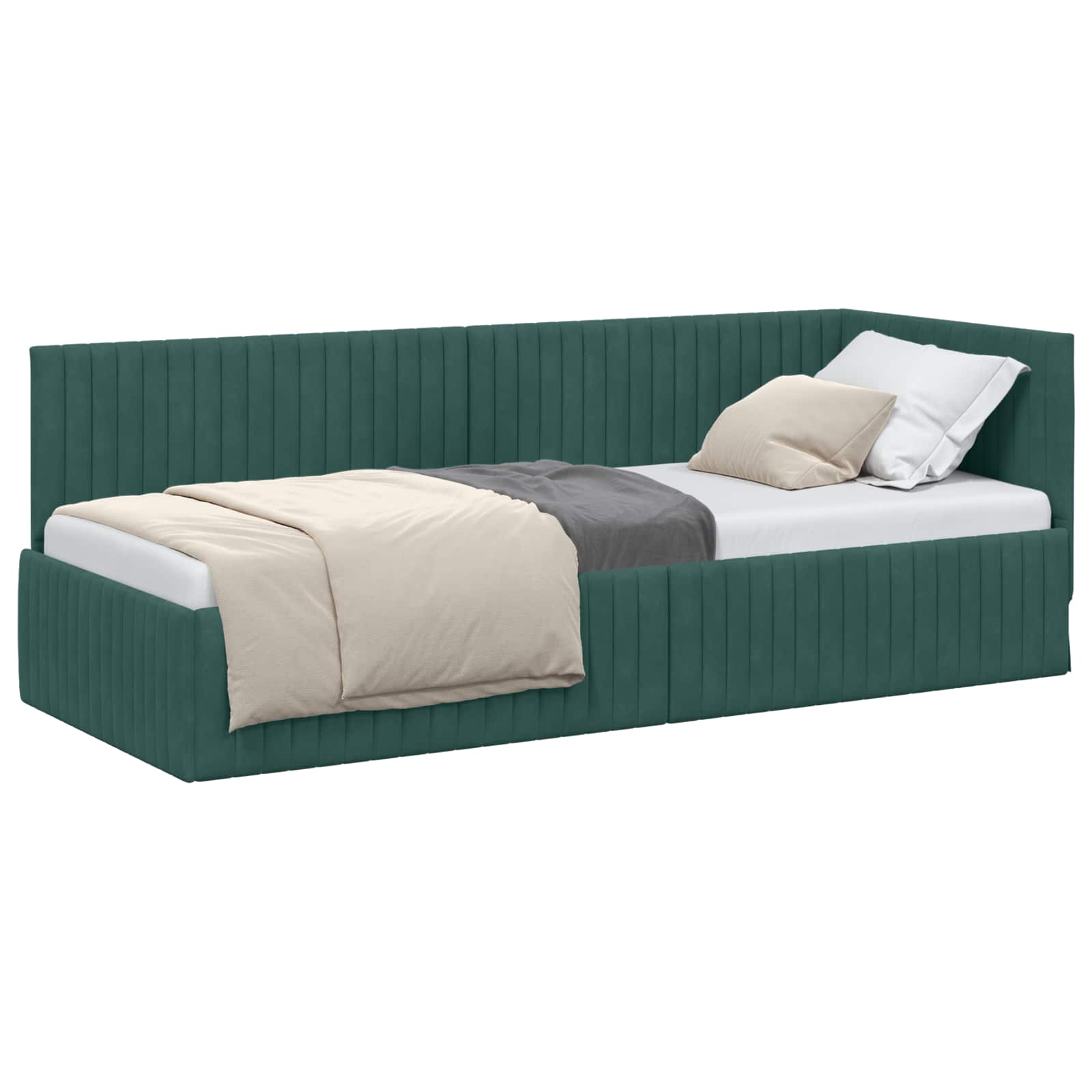 Estructura de cama en esquina Verde oscuro 80 cm x 200 cm