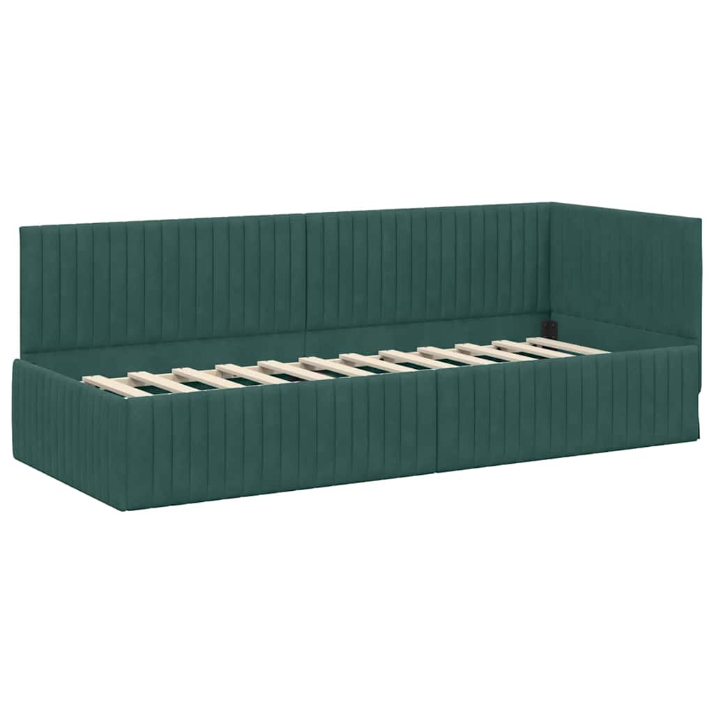 Estructura de cama en esquina Verde oscuro 80 cm x 200 cm