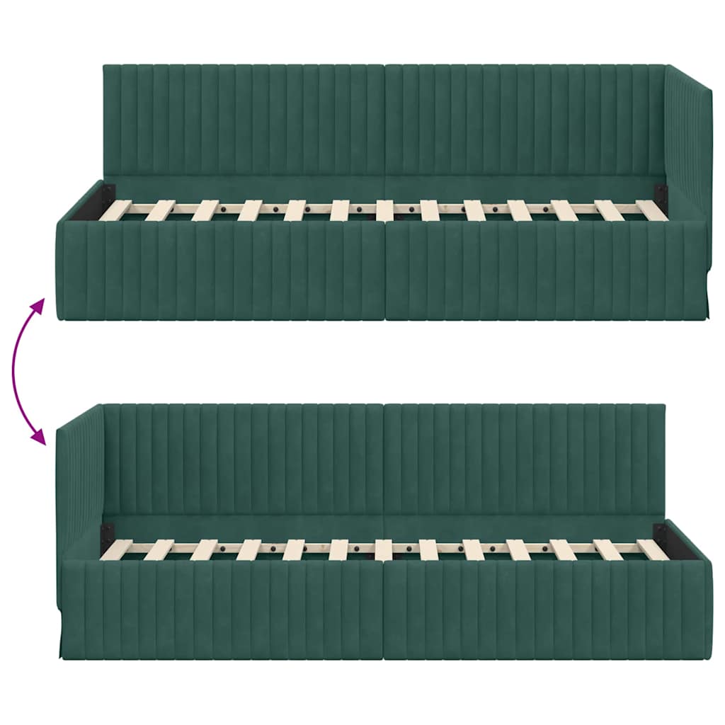 Estructura de cama en esquina Verde oscuro 80 cm x 200 cm