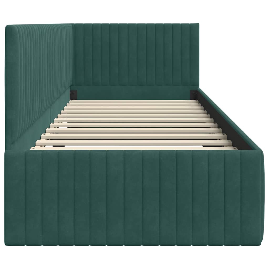 Estructura de cama en esquina Verde oscuro 80 cm x 200 cm