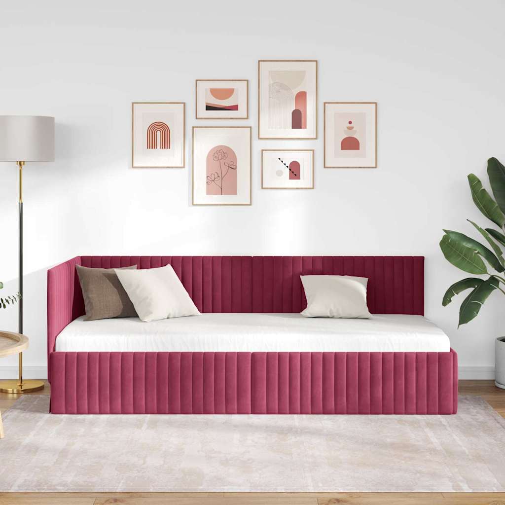 Estructura de cama en esquina Rojo vino 80 cm x 200 cm