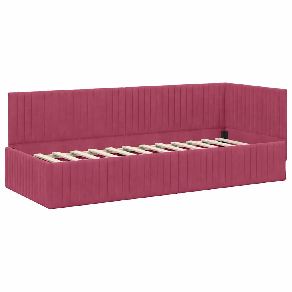 Estructura de cama en esquina Rojo vino 80 cm x 200 cm