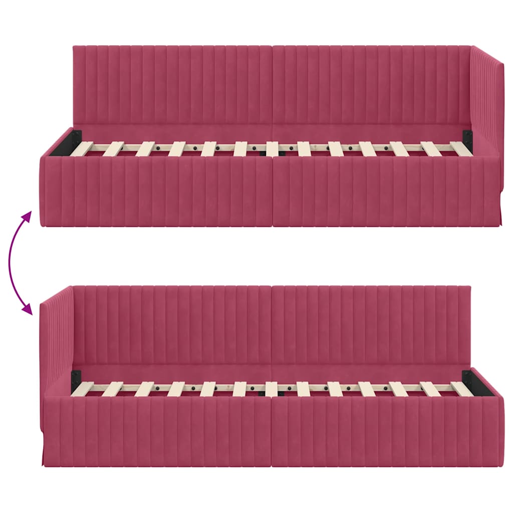 Estructura de cama en esquina Rojo vino 80 cm x 200 cm