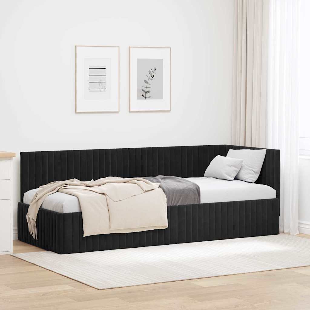 Estructura de cama en esquina Negro 80 cm x 200 cm Terciopelo