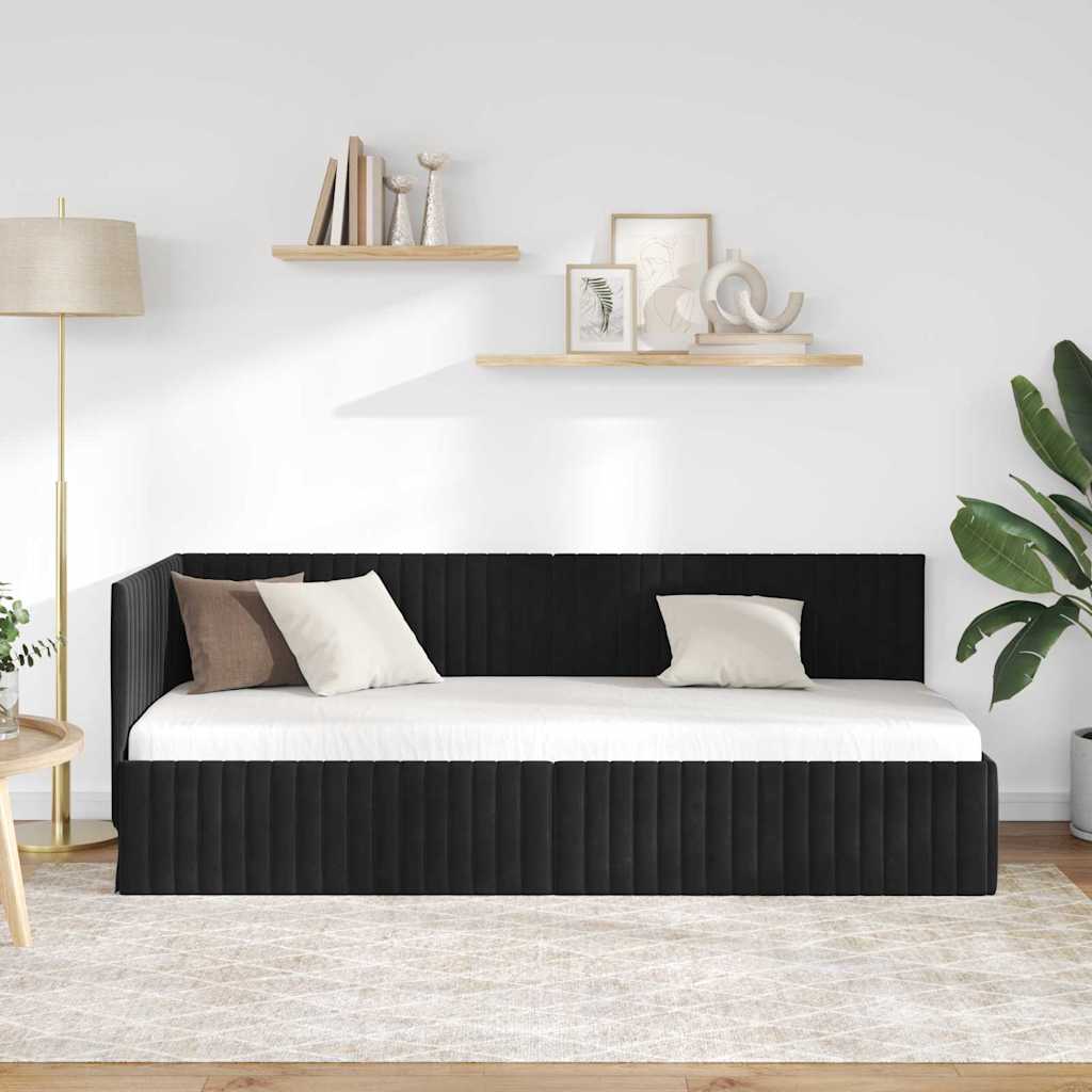 Estructura de cama en esquina Negro 80 cm x 200 cm Terciopelo