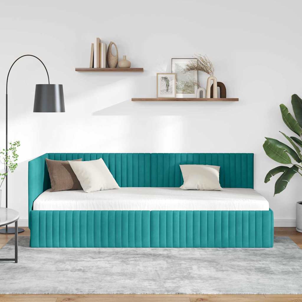 Estructura de cama en esquina Tuquesa 80 cm x 200 cm Terciopelo