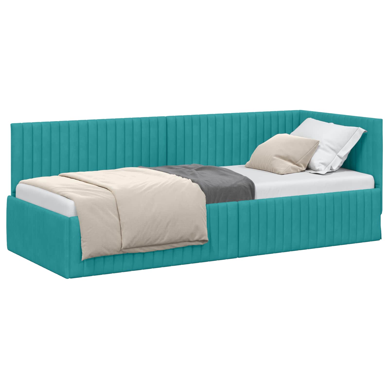 Estructura de cama en esquina Tuquesa 80 cm x 200 cm Terciopelo