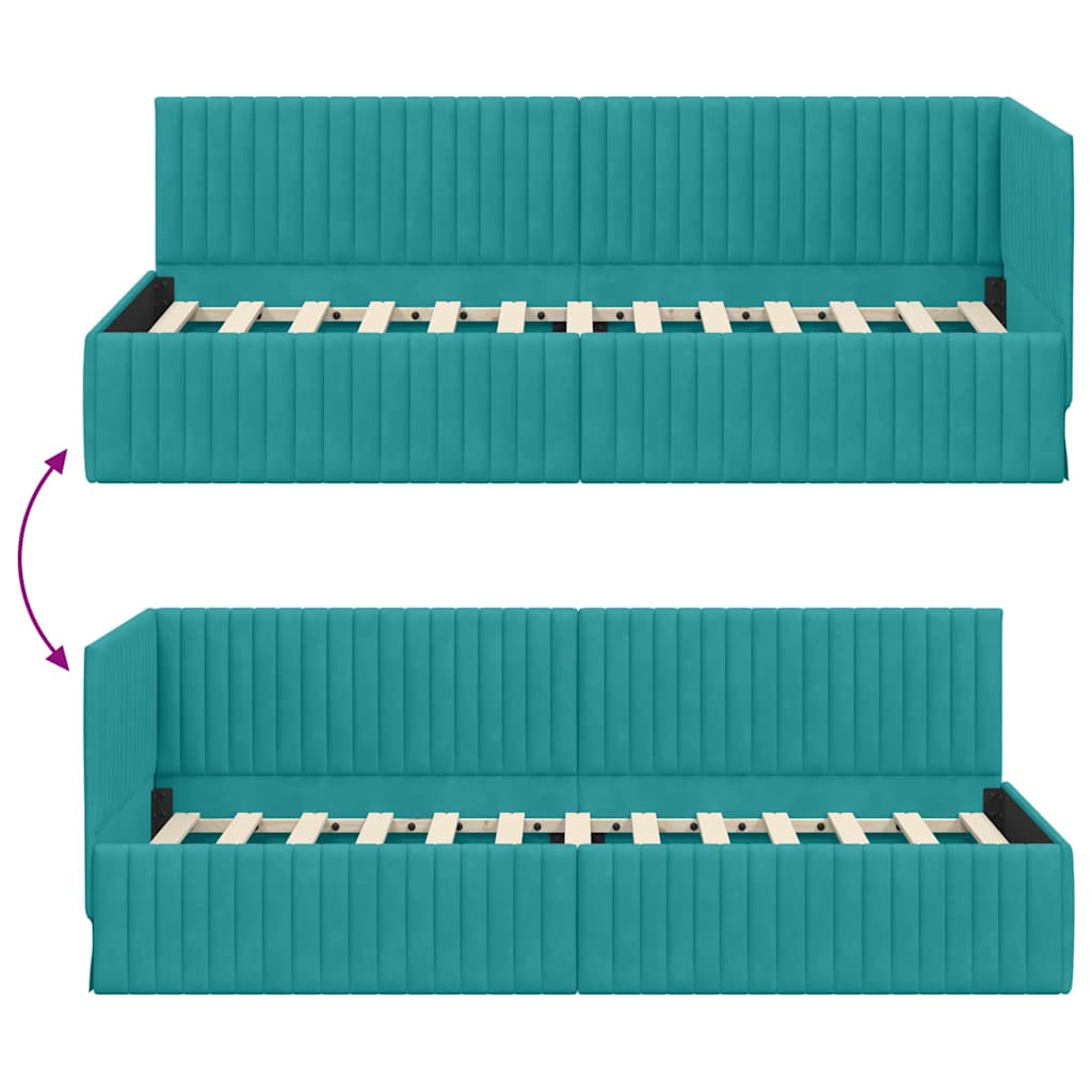 Estructura de cama en esquina Tuquesa 80 cm x 200 cm Terciopelo