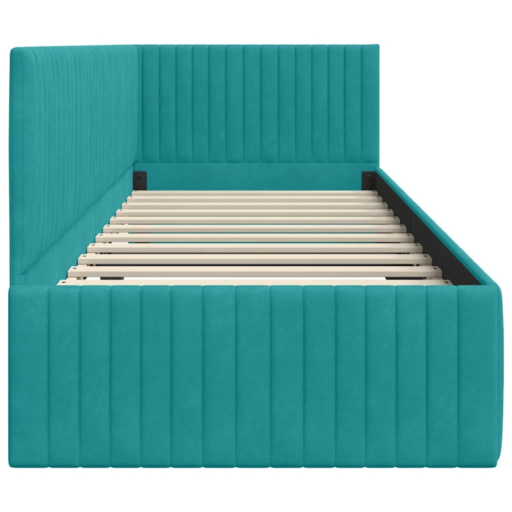 Estructura de cama en esquina Tuquesa 80 cm x 200 cm Terciopelo