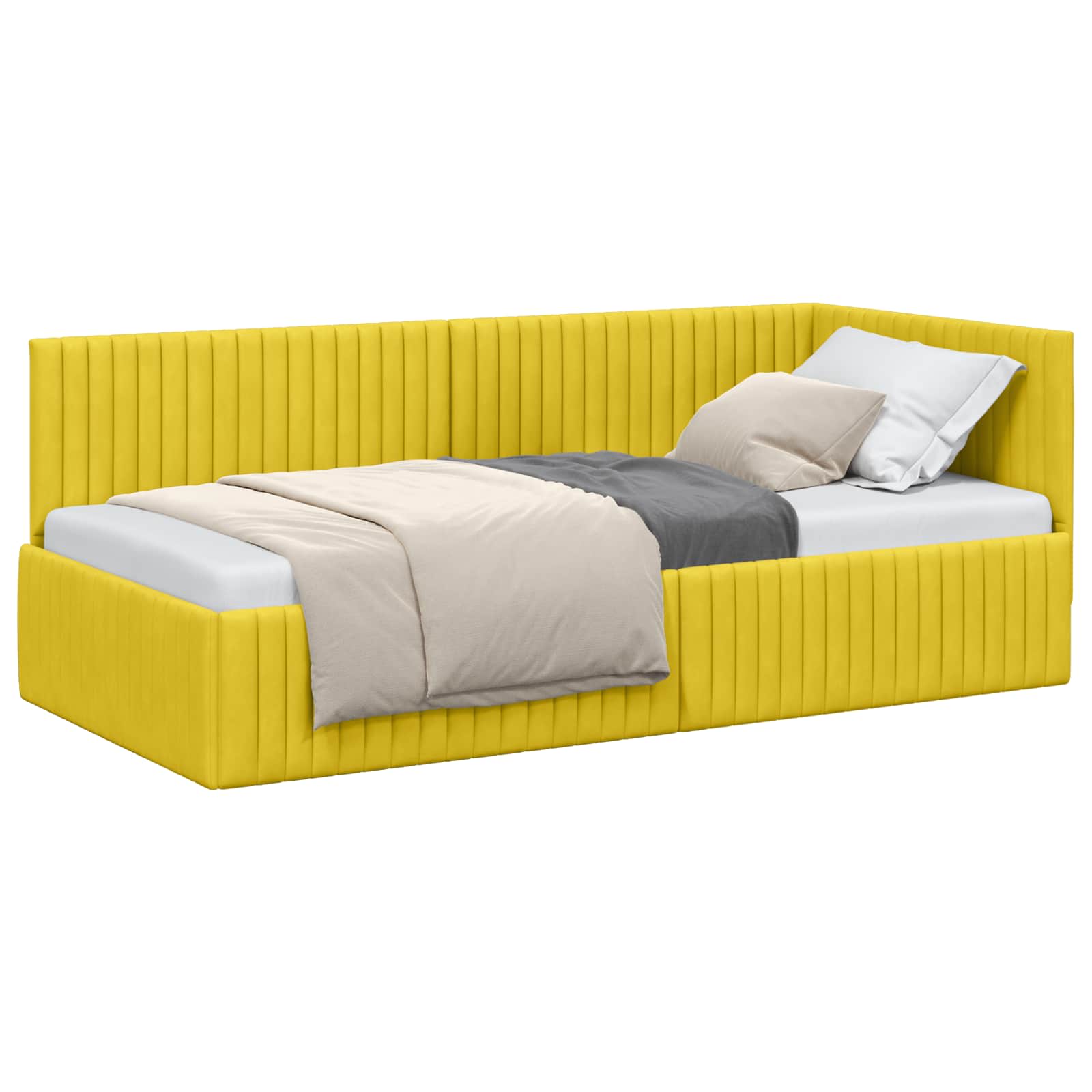 Estructura de cama en esquina Amarillo 90 cm x 190 cm