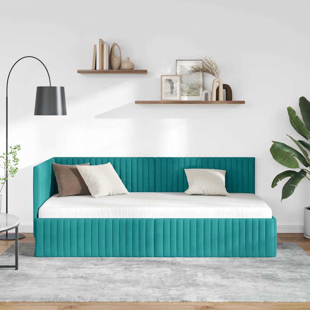 Estructura de cama en esquina Tuquesa 90 cm x 190 cm Terciopelo