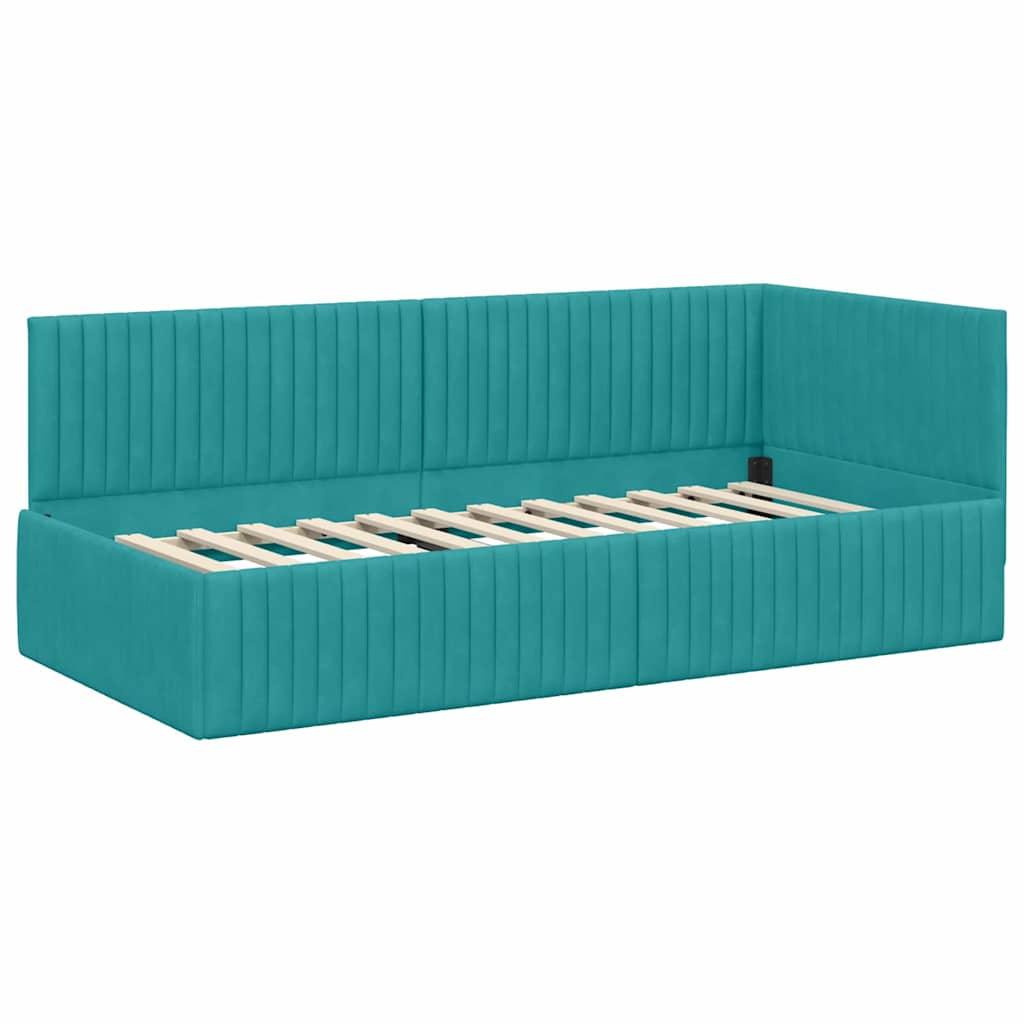 Estructura de cama en esquina Tuquesa 90 cm x 190 cm Terciopelo