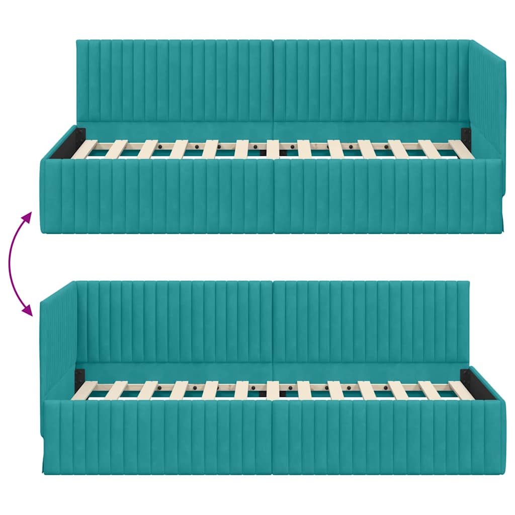 Estructura de cama en esquina Tuquesa 90 cm x 190 cm Terciopelo
