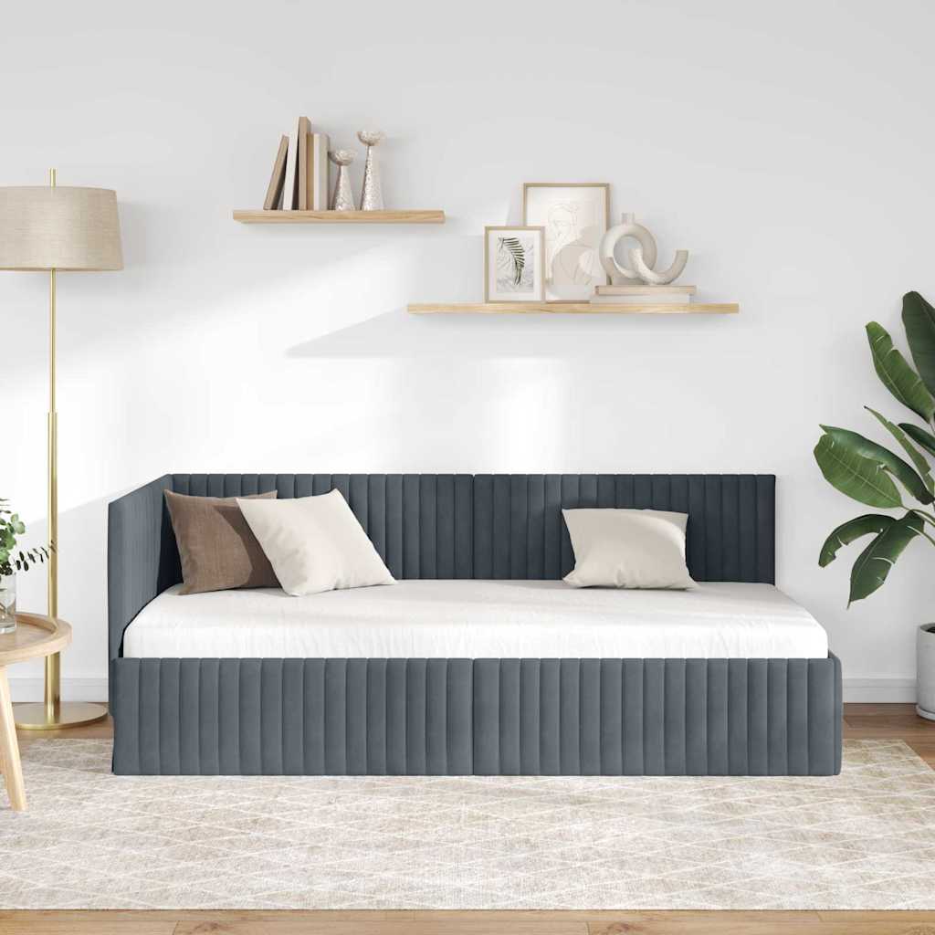 Estructura de cama en esquina Gris oscuro 90 cm x 200 cm