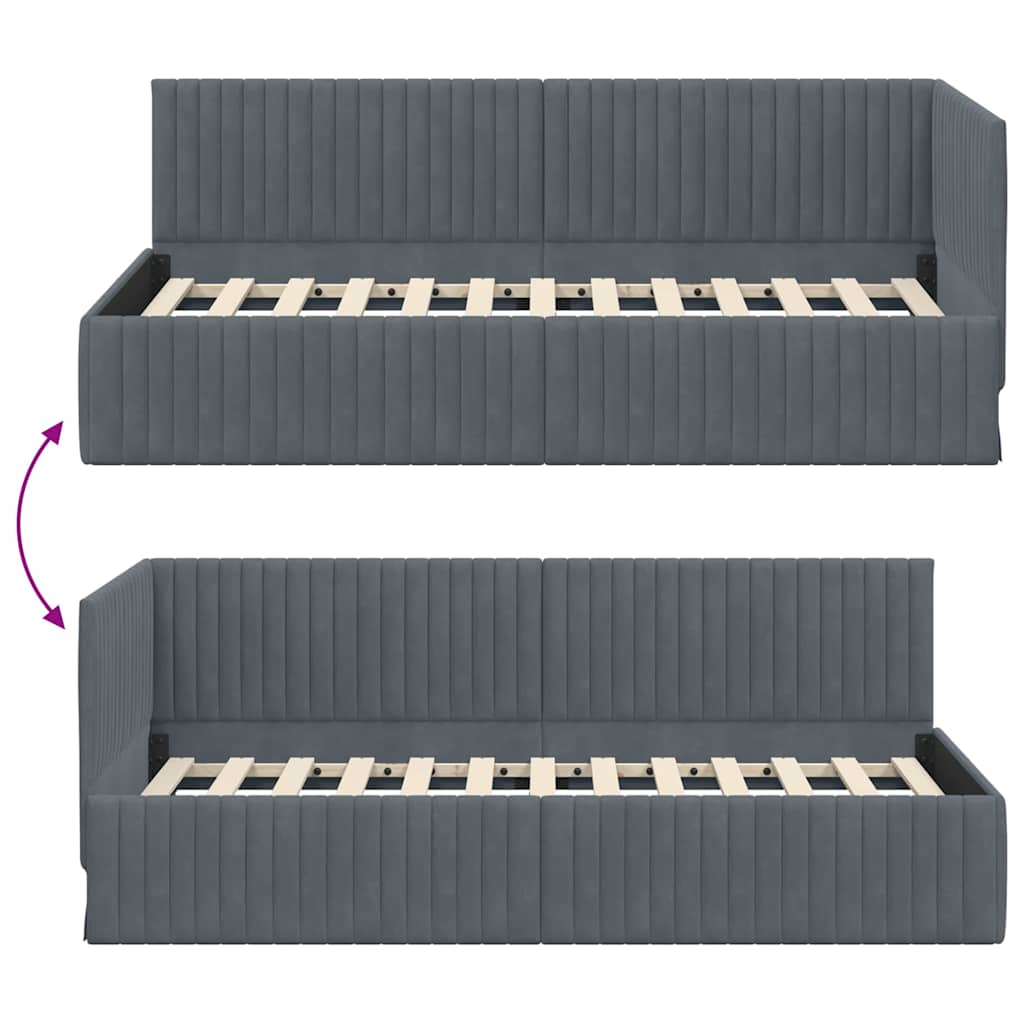 Estructura de cama en esquina Gris oscuro 90 cm x 200 cm