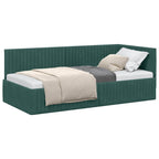 Estructura de cama en esquina Verde oscuro 90 cm x 200 cm