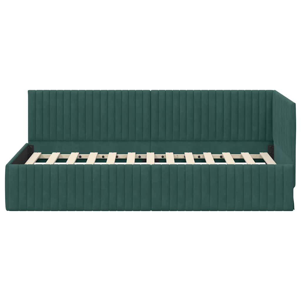 Estructura de cama en esquina Verde oscuro 90 cm x 200 cm