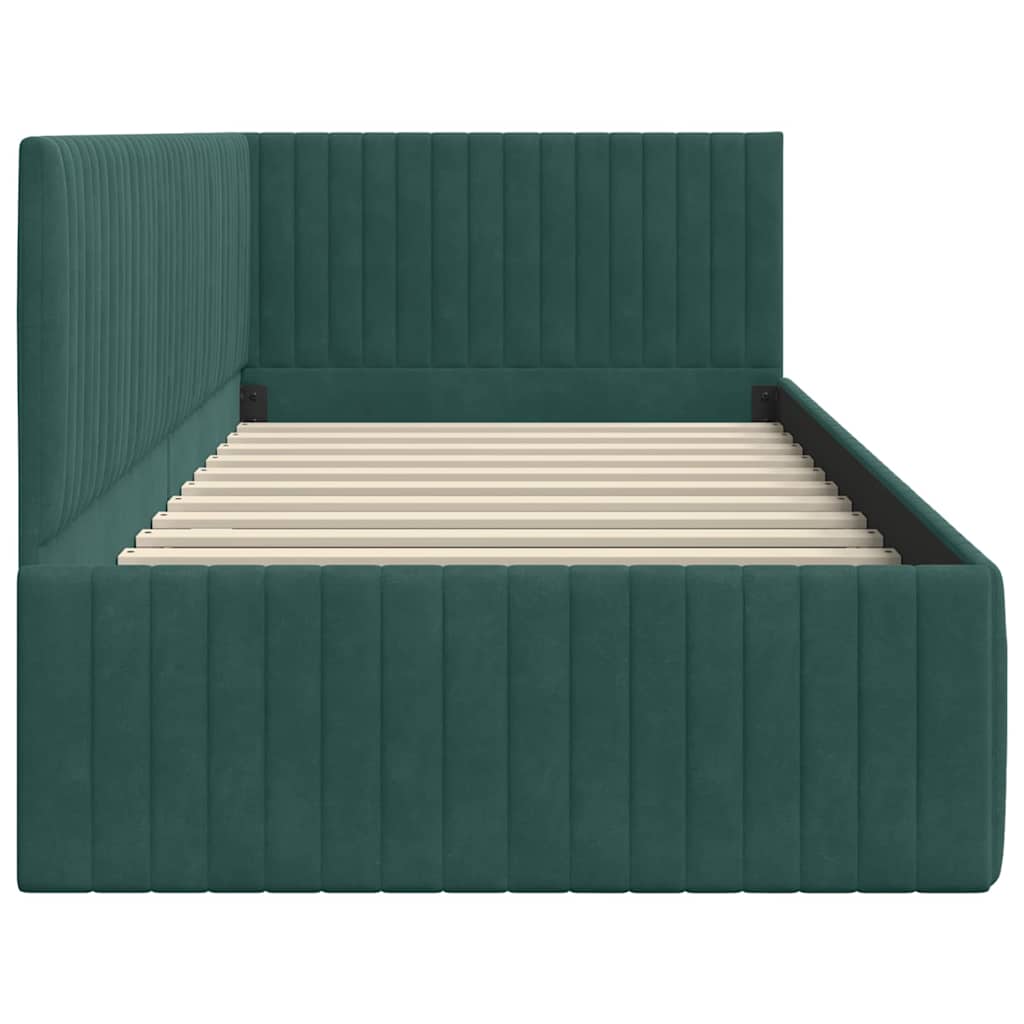 Estructura de cama en esquina Verde oscuro 90 cm x 200 cm