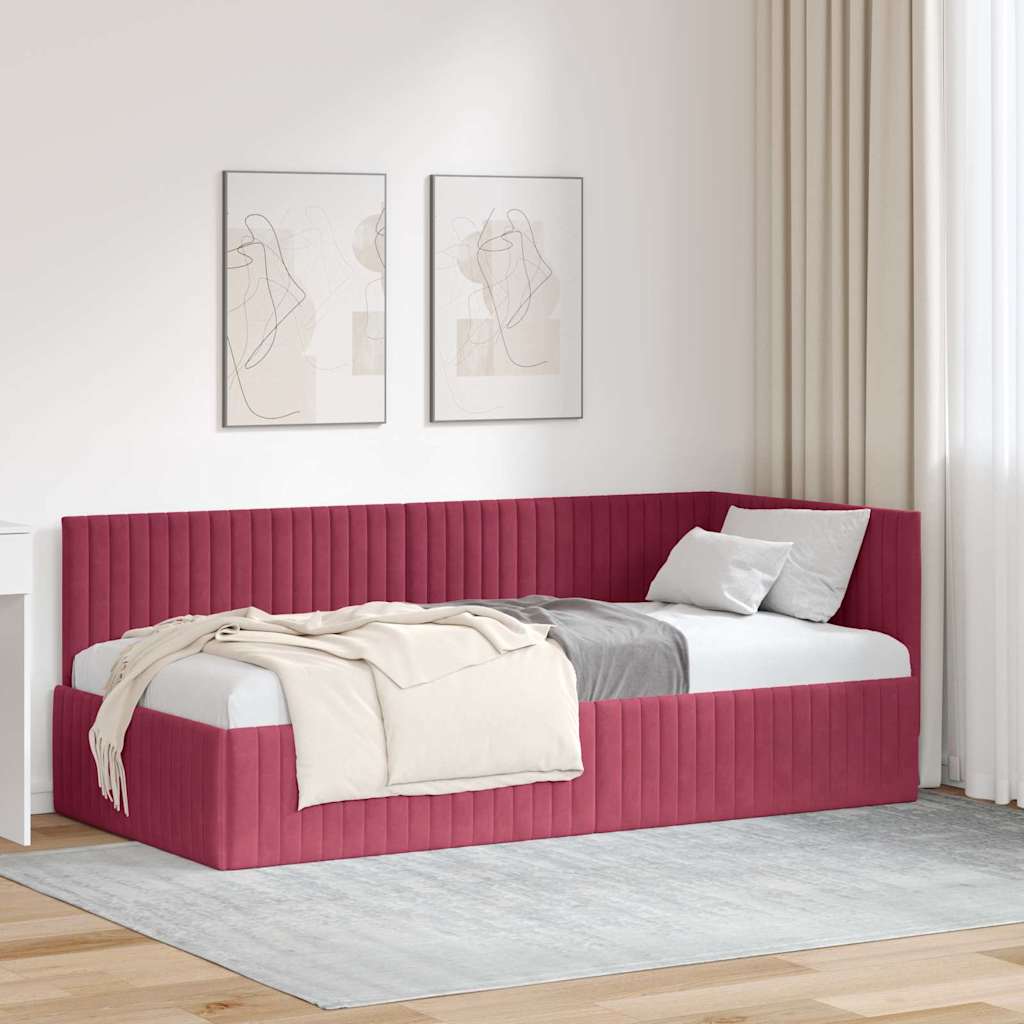 Estructura de cama en esquina Rojo vino 90 cm x 200 cm