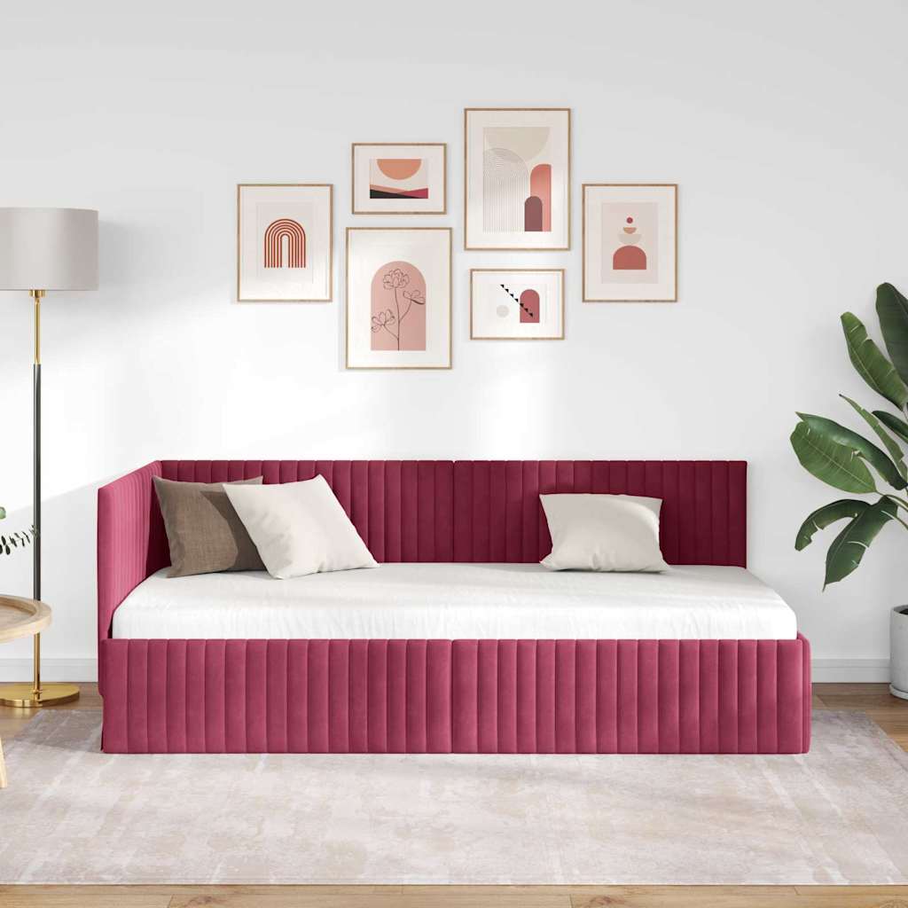 Estructura de cama en esquina Rojo vino 90 cm x 200 cm