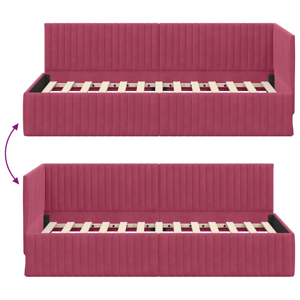 Estructura de cama en esquina Rojo vino 90 cm x 200 cm