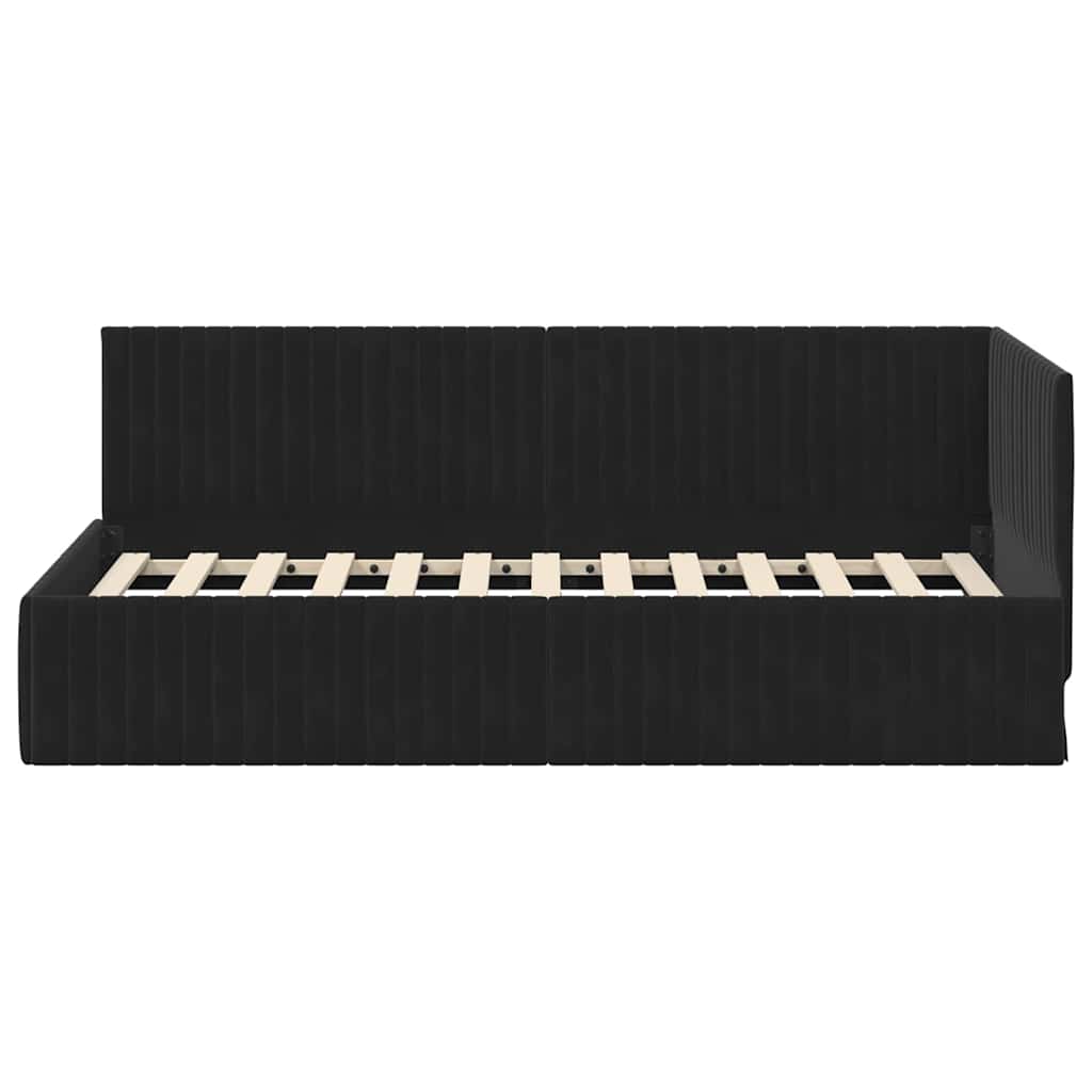 Estructura de cama en esquina Negro 90 cm x 200 cm Terciopelo