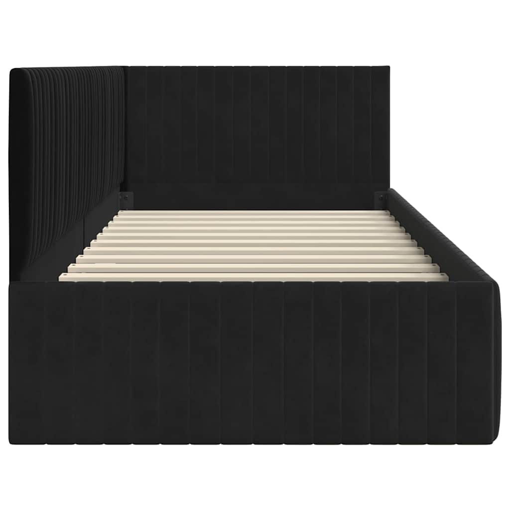Estructura de cama en esquina Negro 90 cm x 200 cm Terciopelo