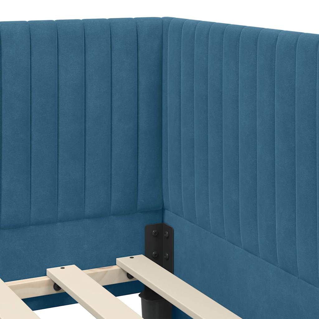 Estructura de cama en esquina Azul 100 cm x 200 cm Terciopelo