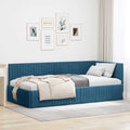 Estructura de cama en esquina Azul 100 cm x 200 cm Terciopelo