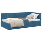 Estructura de cama en esquina Azul 100 cm x 200 cm Terciopelo