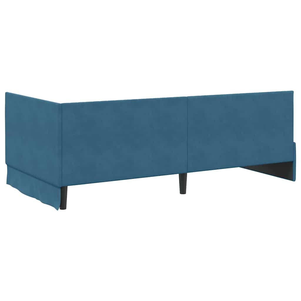Estructura de cama en esquina Azul 100 cm x 200 cm Terciopelo
