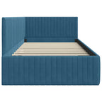 Estructura de cama en esquina Azul 100 cm x 200 cm Terciopelo